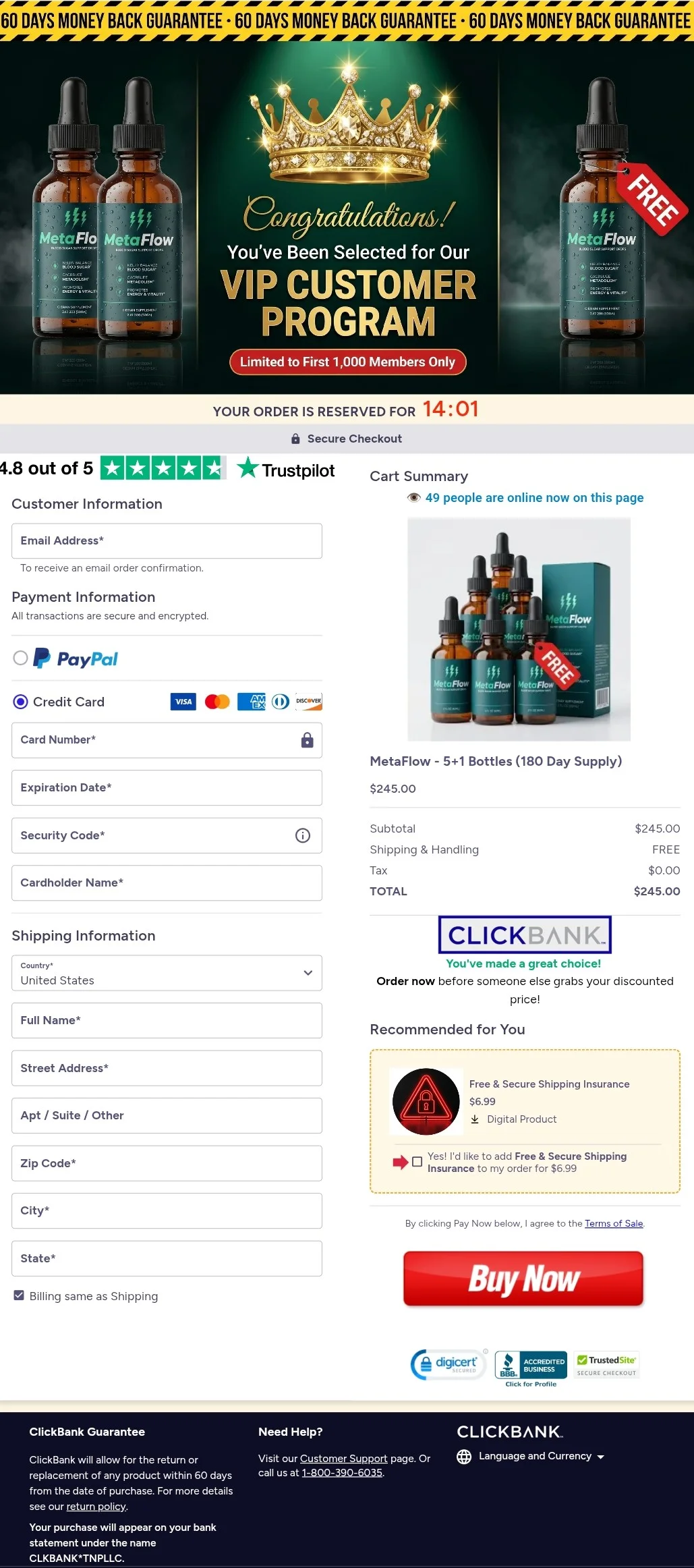 MetaFlow order form